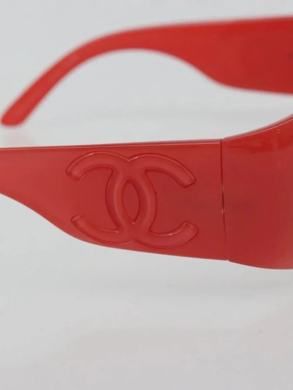 CHANEL Sunglasses plastic Red CC Auth ka3894A